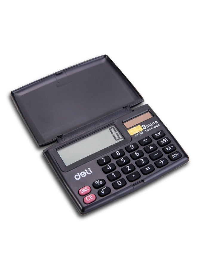 Deli 8-Digits Dual Power High Quality LCD Display Calculator Black 6.2 x 9 x 1.5 cm 146411 - Image 2